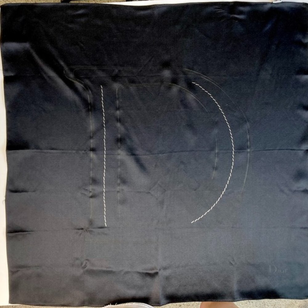 Vintage Christian Dior Black Silk Scarf